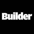 A black and white image of the word builder.