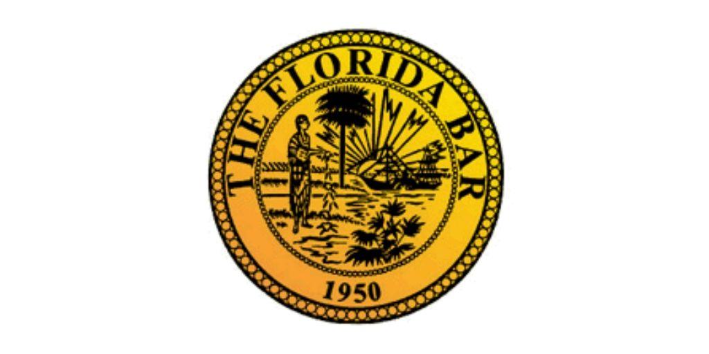 A yellow and black seal with the words " florida bar 1 9 5 0 ".
